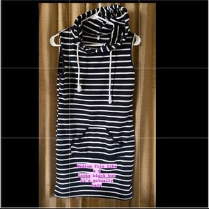 Medium navy striped nautical hoodie  dress